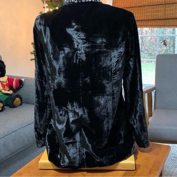 Soft Surroundings Black Velvet Jacket Embellished - Picture 3 of 8